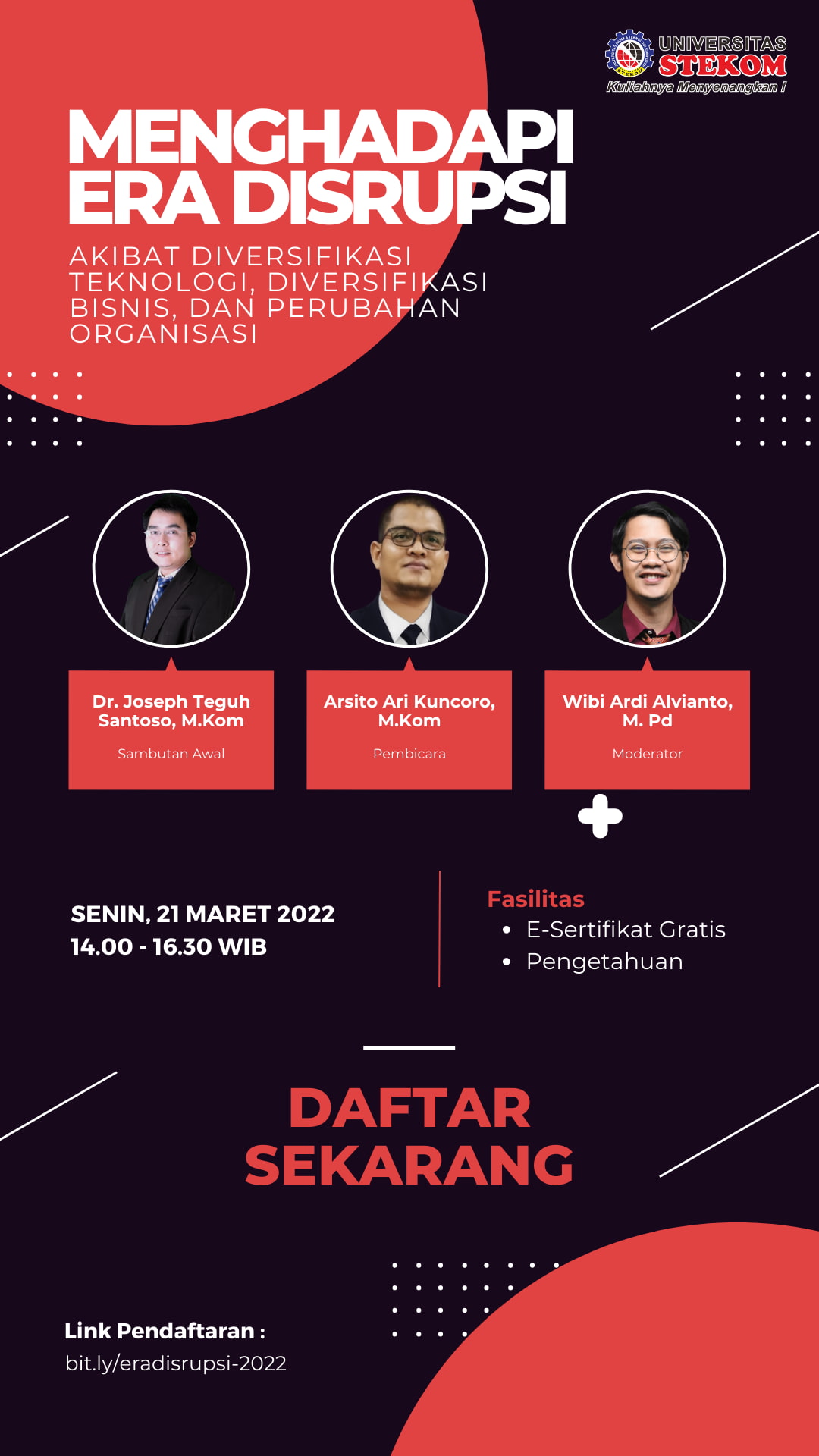 SEMINAR : &quot;Menghadapi Era Disrupsi akibat diverifikasi teknologi, diversifikasi bisnis, dan perubahan organisasi&quot;