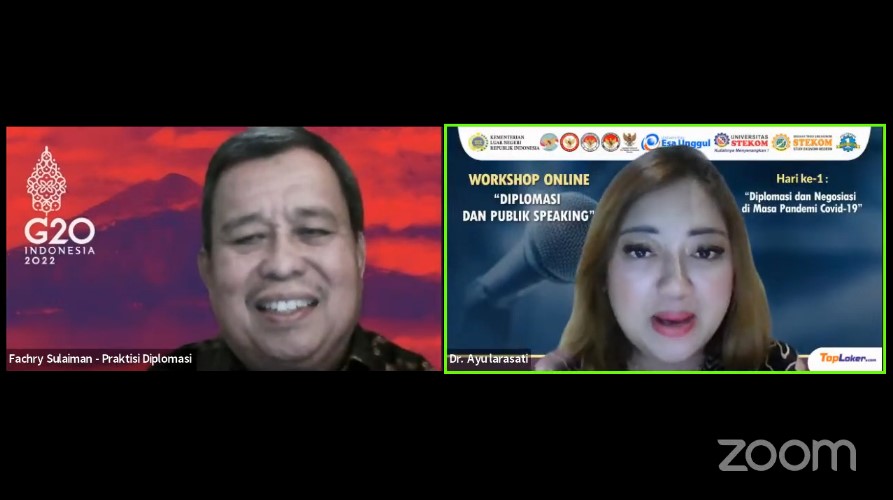 WORKSHOP ONLINE DIPLOMASI DAN PUBLIK SPEAKING (HARI KE-1) &ldquo;Diplomasi dan Negosiasi di Masa Pandemi Covid-19&rsquo;&rsquo;