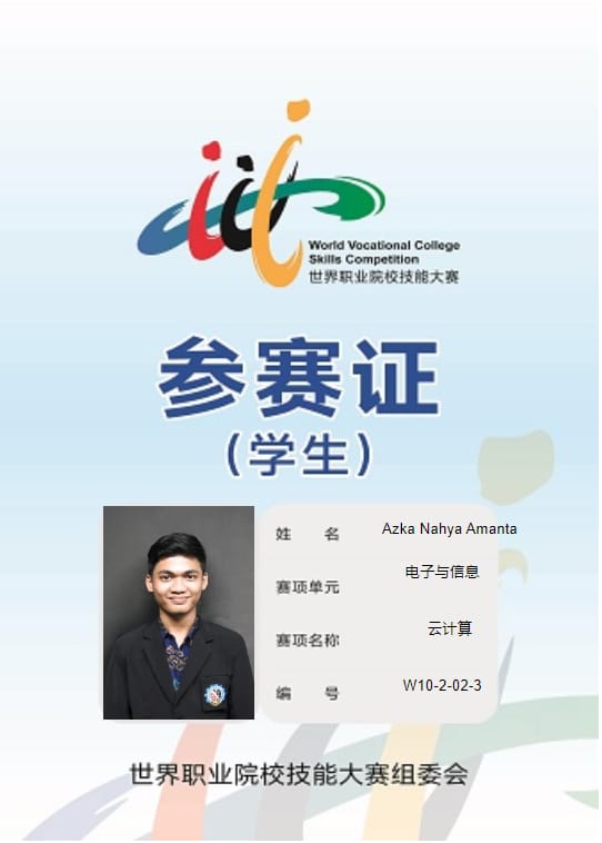 Azka Nahya Amanta Sabet Medali Silver The World Vocational College Skills Competition Tingkat Dunia
