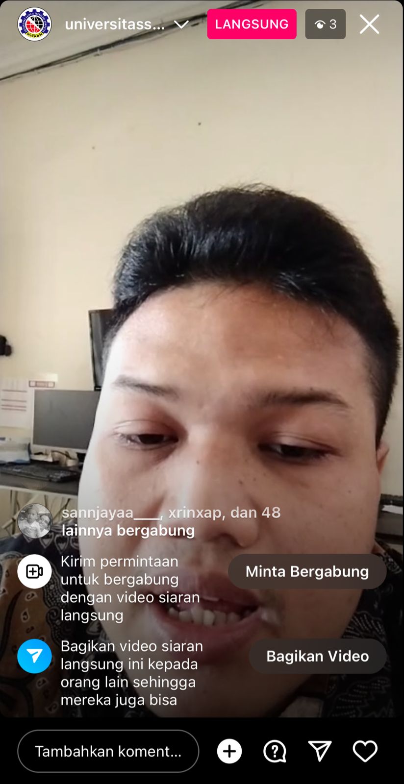 IG Live Universitas STEKOM Ngobrol Bareng Mahasiswa Tiap Hari Jam 09.00 dan 15.00