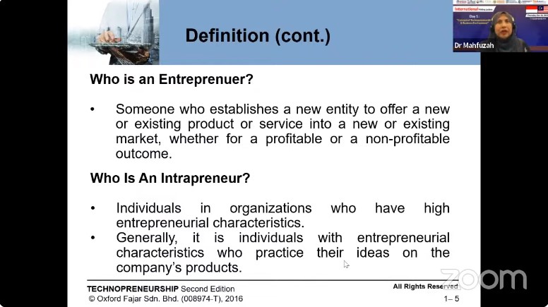 INTERNATIONAL Visiting Lecture Concept of Technopreneurship &amp; Business Environment