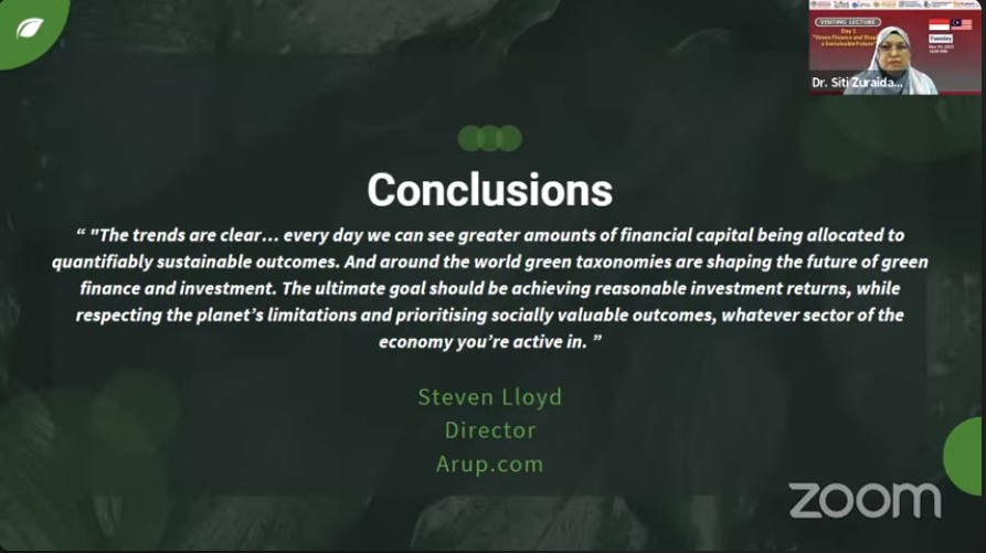 INTERNATIONAL Visiting Lecture Green Finance and Shaping a Sustainable Future