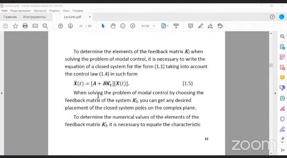 VISITING LECTURE Control Systems Design in The State Variables