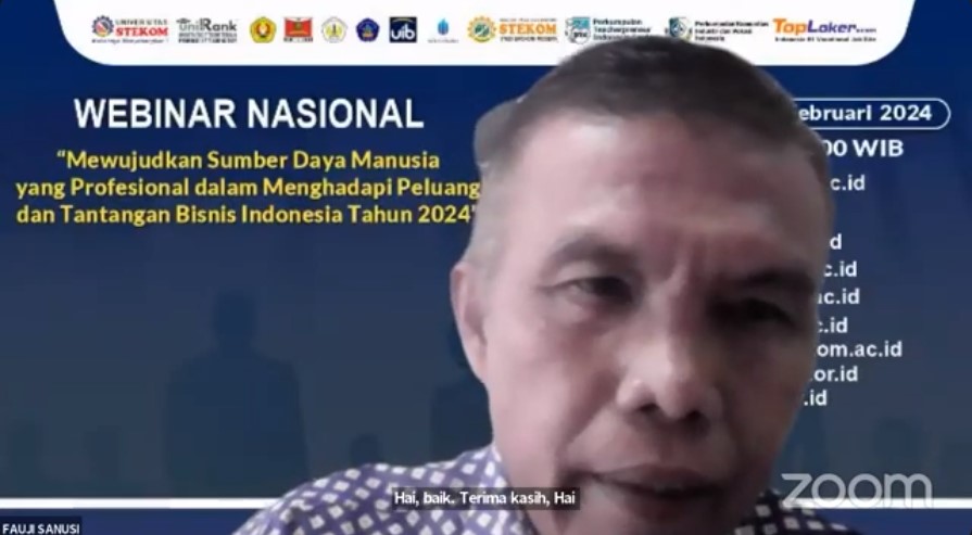 WEBINAR NASIONAL Mewujudkan Sumber Daya Manusia yang Profesional dalam Menghadapi Peluang dan Tantangan Bisnis Indonesia Tahun 2024