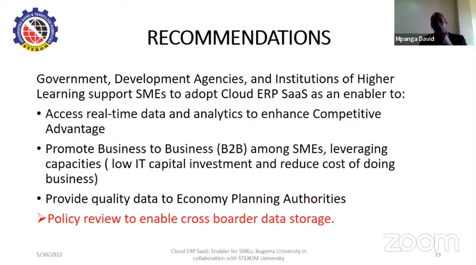 VISITING LECTURE ''Cloud ERP SaaS : A Key Enabler for SMEs''