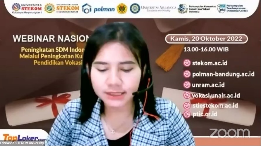WEBINAR NASIONAL Peningkatan SDM Indonesia Melalui Peningkatan Kualitas Pendidikan Vokasi