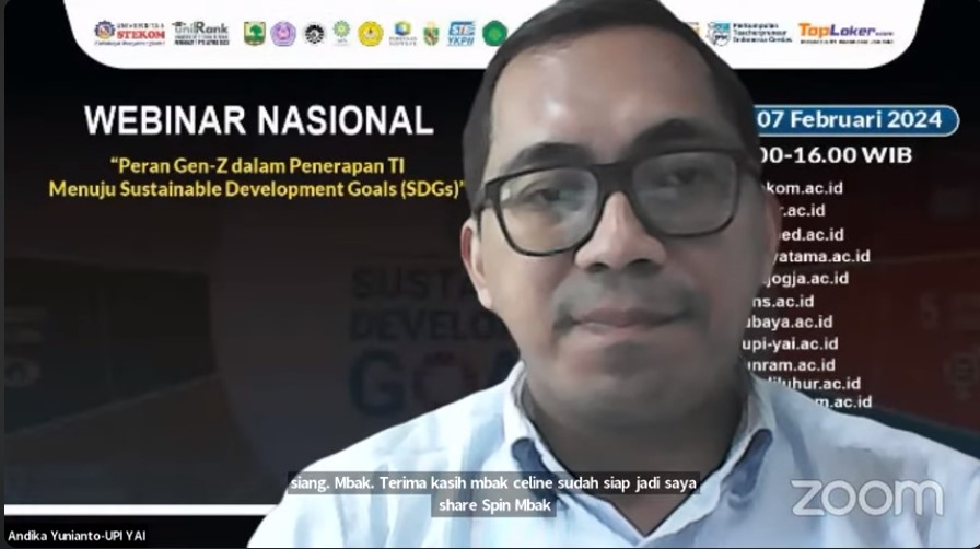 WEBINAR NASIONAL Peran Gen-Z dalam Penerapan TI Menuju Sustainable Development Goals (SDGs)