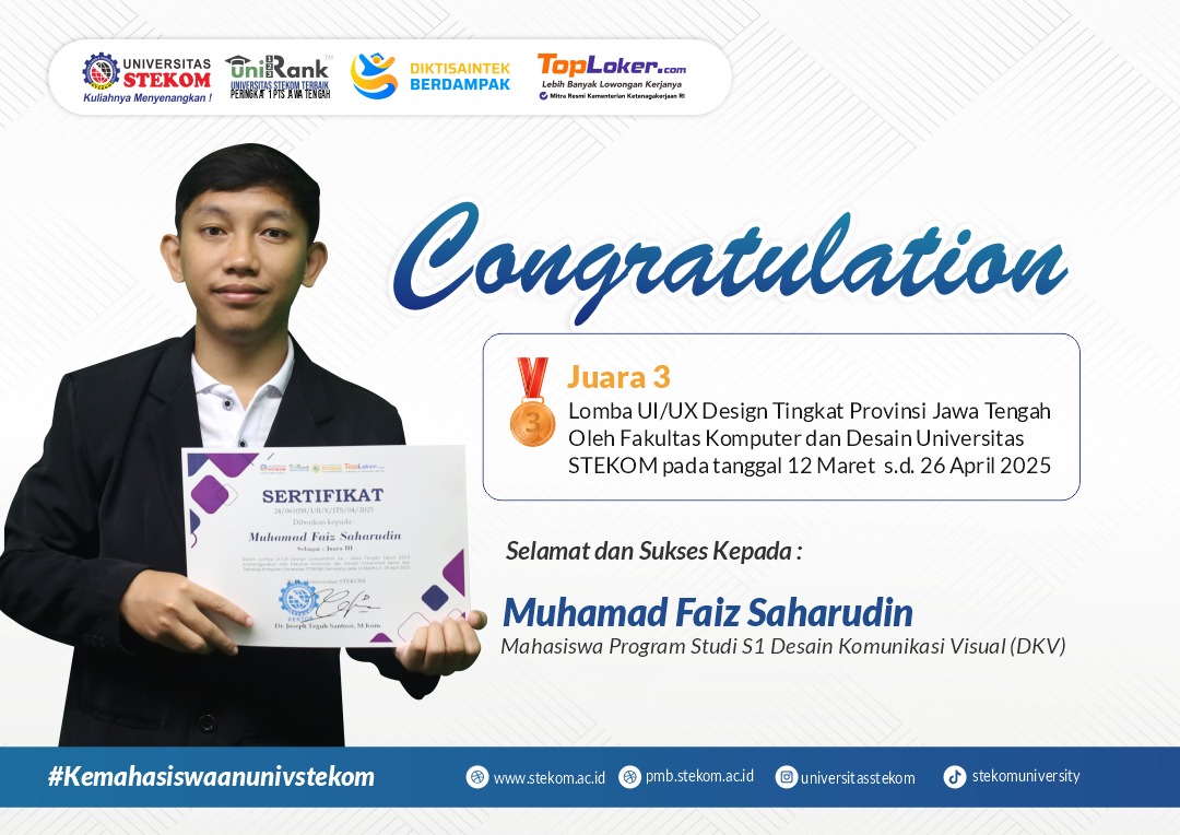 Mahasiswa Universitas STEKOM Raih Juara 3 Lomba UI/UX Design Tingkat Provinsi Jawa Tengah 2025