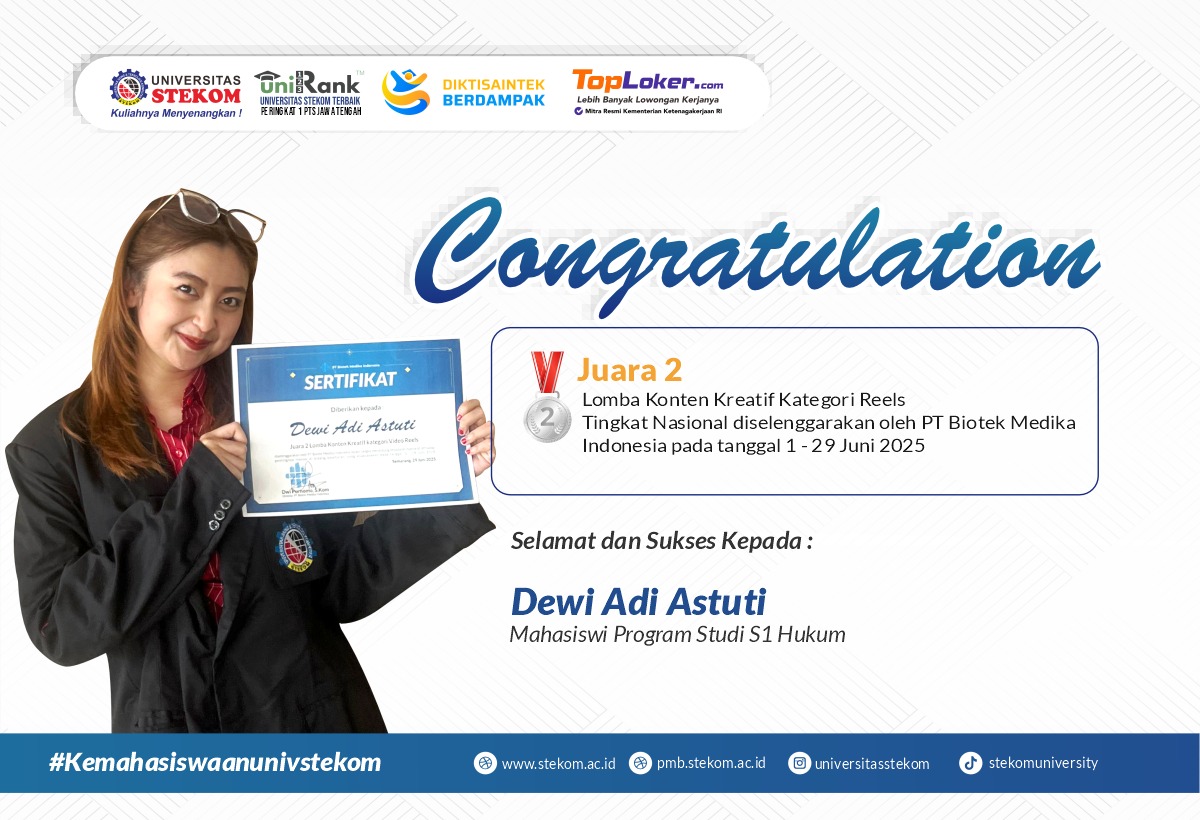 Mahasiswi Universitas STEKOM Raih Juara 2 Lomba Konten Kreatif Tingkat Nasional