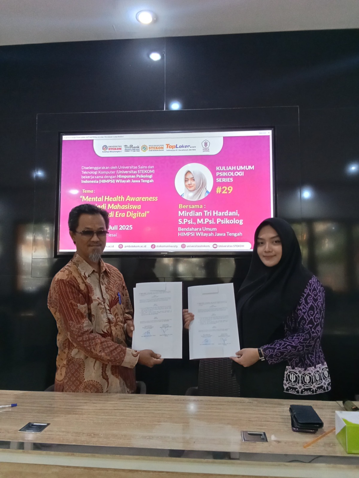 Universitas STEKOM Gelar Kuliah Umum Psikologi: "Mental Health Awareness, Menjadi Mahasiswa Tangguh di Era Digital"